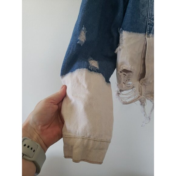 BBJ Los Angeles Womens Denim Trucker Jacket XL Bleached Distressed - Picture 4 of 9
